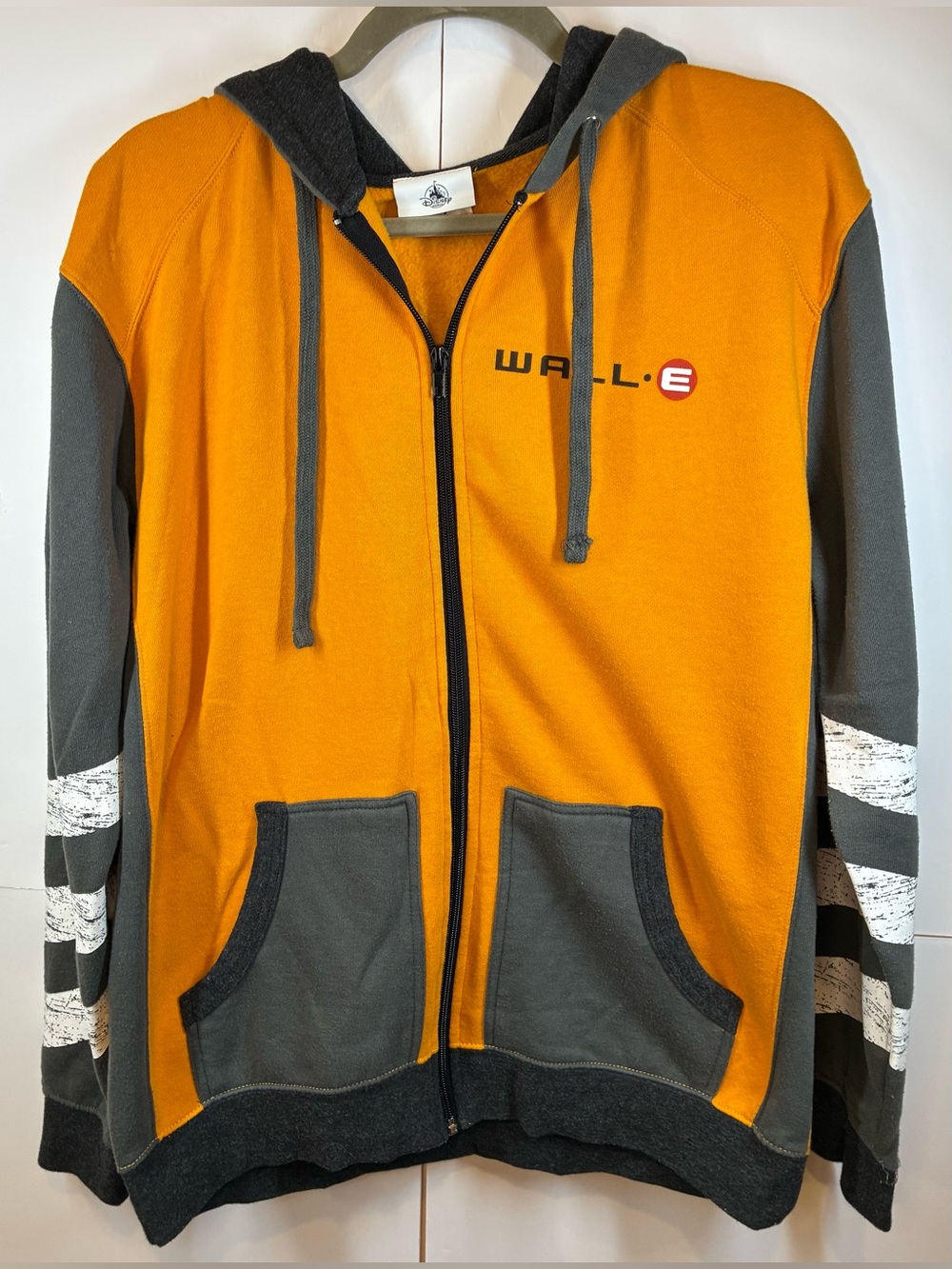 Disney Parks WALL-E Full Zip Hooded Sweatshirt Yellow Gray Size Small